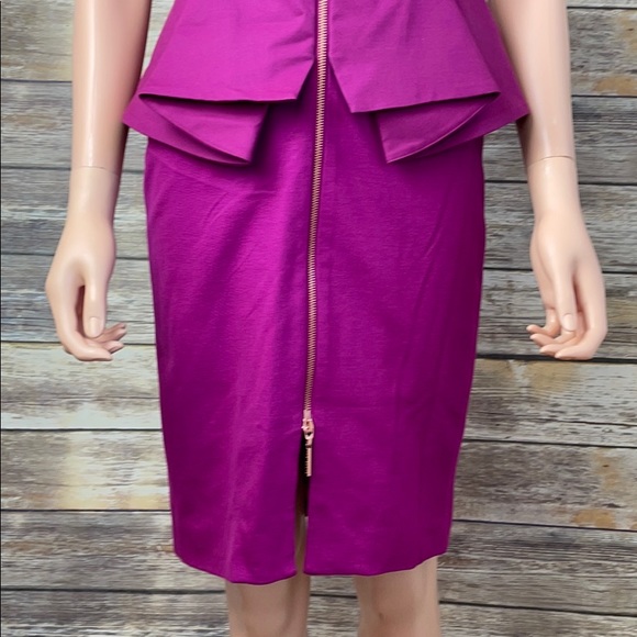 Ted Baker Fuchsia Kwyli Structured Zip Peplum Dress - Picture 3 of 11